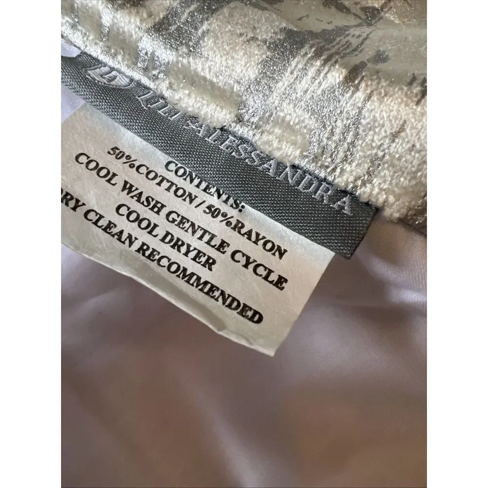 Lili Alessandra Moderne Velvet Set Of 2 Curtain Panels 52x120 Ivory Silver NWOT